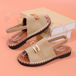 Nuovi <span class=keywords><strong>Sandali</strong></span> Piatti da <span class=keywords><strong>Donna</strong></span> con Fascia Elastica in Tessuto e Decorazione Metallica K807, <span class=keywords><strong>Sandali</strong></span> da Spiaggia con Punta Aperta - Product Image 3