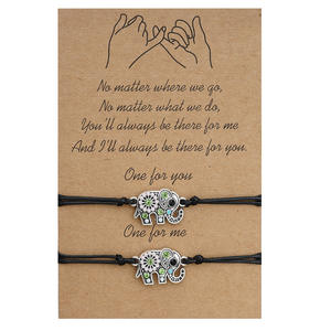 Pinky Swew Belofte Paar Armbanden Met Geheugen Olifant Charme Maken Een Wenskaart Modieuze Roze Kleur - Product Image 4