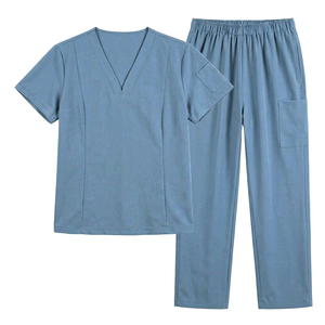 Comfortable Durable Twill Fabric Hospital <b>Scrub</b> <b>Set</b> for Unisex Nurses Short Sleeve High Quality Customizable - Product Image 1