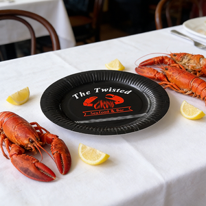 Assiette en papier jetable ronde <span class=keywords><strong>personnalisée</strong></span> avec logo pour desserts, gâteaux, plats à emporter, pour restaurants, bars, hôtels - Product Image 2