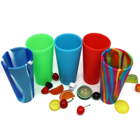 Gobelet en silicone transparent incassable et réutilisable de 480 ml (16 oz) sans BPA, compatible lave-vaisselle, avec logo personnalisé pour café, vin, bière - Utilisation unisexe pour les fêtes