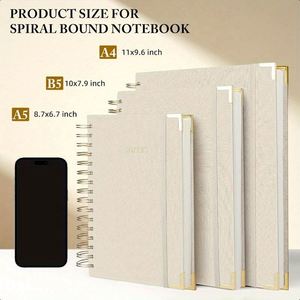 Embossed Foil Leather Hardcover Spiral Address <b>Book</b> A3 Durable Elegant Classic Gold Corner Lined Pages - Product Image 4