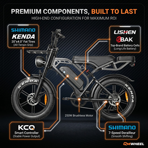 Vélo électrique QMWHEEL V20 Pro OEM ODM à pneus larges de 20 pouces, vélo électrique pour adultes à deux places, avec entrepôt en Italie, aux États-Unis, aux Pays-Bas et en UE - Product Image 3
