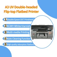 Impresora UV Plana A3 con Tapa Abatible y Doble Cabezal de Impresión Epson DX7, Puede Imprimir en Acrílico, Papelería, Botellas, Artículos Promocionales