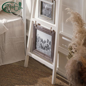 Vintage Wood Ladder Photo <b>Frame</b> Rectangular <b>Wall</b> Mount Decor For Living Room Bedroom Gallery Display - Product Image 4