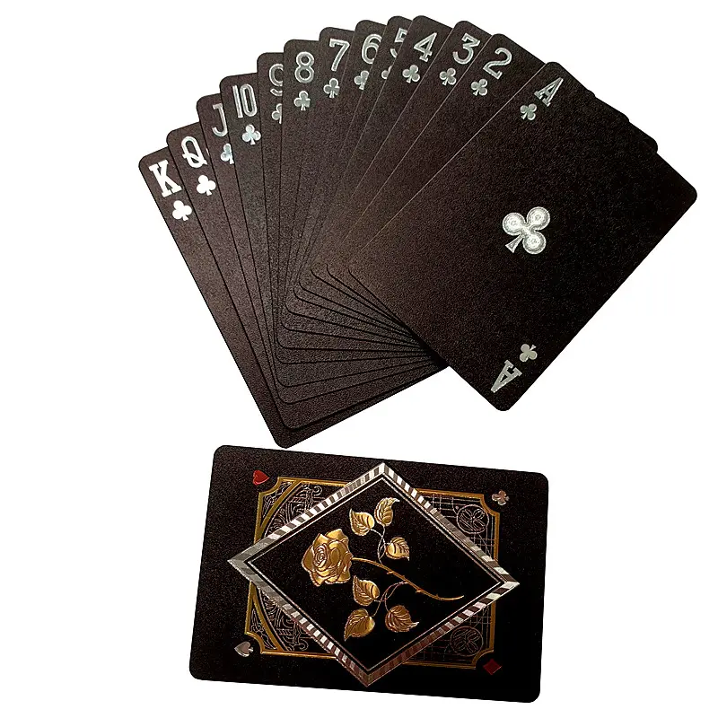 2023 new black foil golden Rose design poker Casino custom design plastic gold black foil playing cards