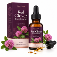 Fabrication OEM de gouttes liquides de trèfle rouge, complément alimentaire avec extrait de trèfle rouge 30 ml pour adultes, femmes, soins hormonaux OEM ODM