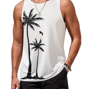 Débardeurs graphiques sans manches pour hommes, prêts pour les vacances, décontractés d'été, imprimé palmiers, séchage rapide, pour la plage - Product Image 1