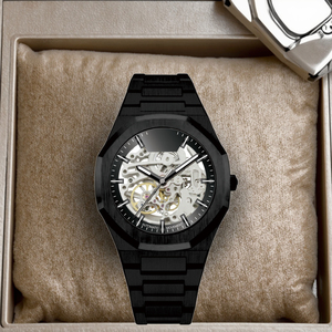 Sang Trọng Bạc Sáng Thấp Moq Cơ Khí Đồng Hồ Đeo Tay Skeleton Chất Lượng Cao Tự Động Đồng Hồ Người Đàn Ông - Product Image 6