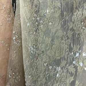 2025 Thiết Kế Mới Đầy Màu Sắc Thời Trang Đính Cườm Ren Vải Nigeria Thêu Vải Tuyn Váy Sequin Ren Vải Với Hạt - Product Image 5