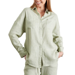 Nuovissimo Completo Due Pezzi da <span class=keywords><strong>Donna</strong></span> <span class=keywords><strong>Camicia</strong></span> e Pantaloni Tinta Unita in Cotone e <span class=keywords><strong>Lino</strong></span> Abbigliamento Femminile Taglie Forti - Product Image 5