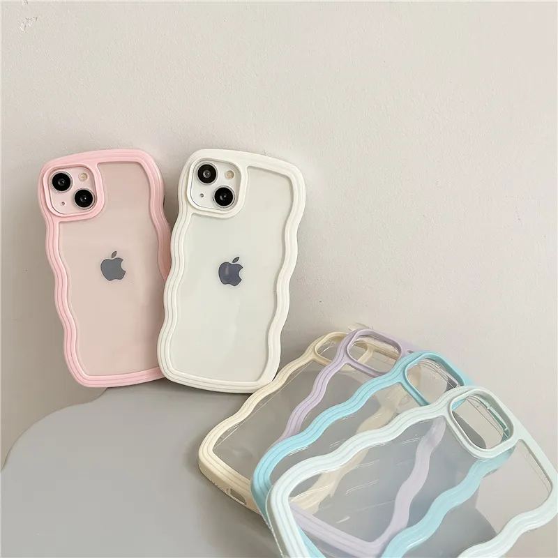 soft wave shape candy color bumper phone case for iphone 11 12,for iphone 13 case shock resistant