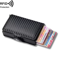 Dompet RFID kulit asli pria dan wanita, dompet saku bisnis kulit asli dengan pemegang kartu kredit, dompet kartu pintar logam Mini untuk pria dan wanita