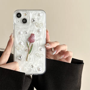 Lujo Rhinestone Bling <span class=keywords><strong>amor</strong></span> perla 3D rosa a prueba de golpes funda de teléfono móvil para IPhone 7 a 16 Pro Max - Product Image 3