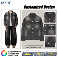 Veste en jean pour hommes personnalisée pour le printemps automne décontracté style Highstreet avec des techniques brodées noir approvisionnement ODM