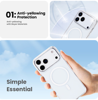 Étui de téléphone C&T transparent en PC dur + métal, antichoc, magnétique, protection 360° avec protection de l'objectif pour 17 Pro Max (multicolores)