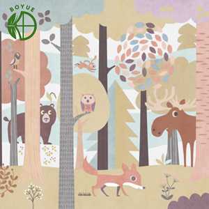 Papier peint <span class=keywords><strong>mural</strong></span> moderne BOYUE, écologique, imperméable, personnalisé, non tissé, imprimé 3D avec des animaux, pour salle à manger, chambre à coucher, 1 an - Product Image 5