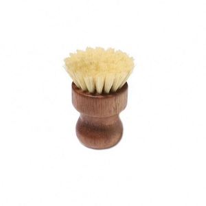 Acacia Wood Round Mini Dish <b>Brush</b> Natural <b>Scrub</b> Cleaning <b>Brushes</b> for Pots Pans & Vegetables Durable Palm Pot Scrubber - Product Image 4