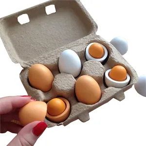 Wooden Eggs Toys Kids Pretend Play Wood Food Eggs Yolk Kitchen Food Children Kid Education Montessori Toys