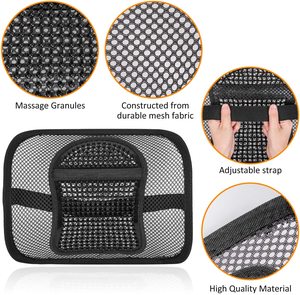 Support <span class=keywords><strong>lombaire</strong></span> en maille réglable avec massage pour chaises de bureau et sièges de <span class=keywords><strong>voiture</strong></span> - Product Image 5