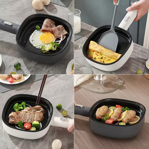 Dreepor Personal Electric Skillet 600W Rapid Heating Nonstick Surface Tempered Glass Lid Electric <strong>Frying</strong> <strong>Pan</strong> - Product Image 5