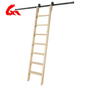 Escalera deslizante recta de madera maciza, hardware, biblioteca, escalera, pista, escalera de roble blanco <span class=keywords><strong>DIY</strong></span> - Product Image 1