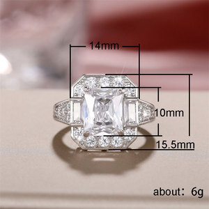 Anello con Zircone Rettangolare per Donne, Elegante Gioiello da Dito alla Moda - Product Image 5