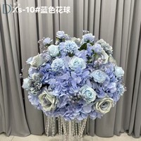 Bola Bunga Hydrangea Mawar Sutra Buatan Biru 40cm Set Dekorasi Bunga untuk Restoran, Pernikahan, Pesta, dan Jamuan