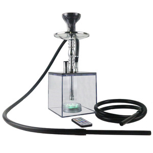 Set de Hookah Acrílico Sheng Ling, Cuadrado, Doble Tubo, con Luz LED, Listo para Enviar - Product Image 2