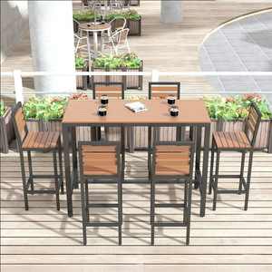 Mesa Alta Rectangular Moderna para Patio Exterior, Juego de 1 Plaza para Uso Comercial, Mesa Alta Resistente y Duradera - Product Image 5