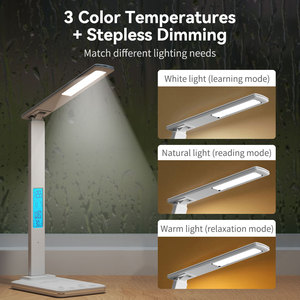 15W Fast Wireless Charger Modern LED Desk Lamp-Eye Caring Touch Control 3 Colors Stepless Dimming Clock/<b>Calendar</b>/Temperature - Product Image 5
