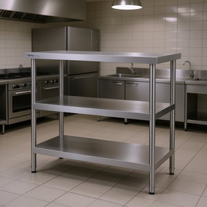 Table de travail en acier inoxydable Vevor 18 x 36 pouces, trois niveaux, robuste, pour cuisine commerciale - Product Image 2