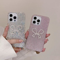 Luxe Bowknot Strass Couverture de Téléphone Diamant Bling Brillant Étui de Téléphone Portable pour iPhone 1: 6 PM Plus 13-Vente Chaude Galvanoplastie