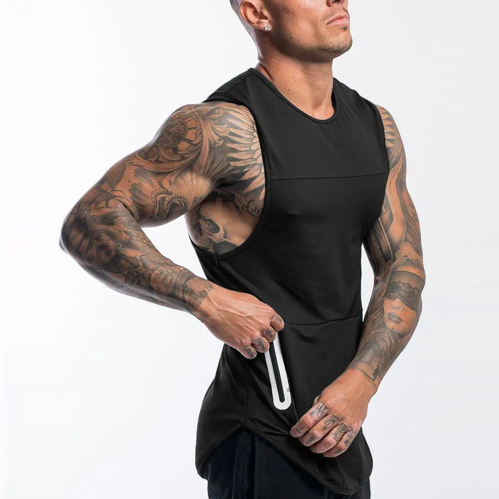 Sport Mens Fitness Elastic Tank Top Breathable Work Out Wear Jogger Vest For Running Gym