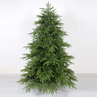 Sapin de Noël artificiel articulé de 2,1 m pré-éclairé, feuilles en PE et PVC, LED blanc chaud, ignifuge, avec support pliable pour maison et centre commercial
