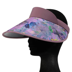 <b>Leaf</b> pattern clip-on sun hat fashion ladies empty top sun hat 100% polyester fiber sun hat - Product Image 3