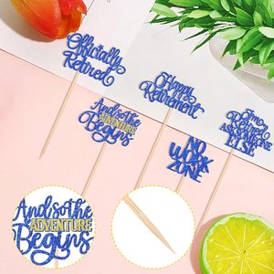 Decoración para Mesa de Retiro con Palitos Decorativos 'Retirado Oficialmente', Adornos Florales para Fiestas de Despedida y Cumpleaños, Color Azul - Product Image 3