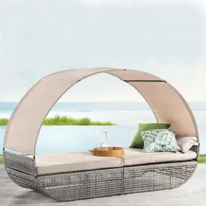 Yoho Steel sun lounger outdoor rattan waterproof furniture chaise lounge chair furniture