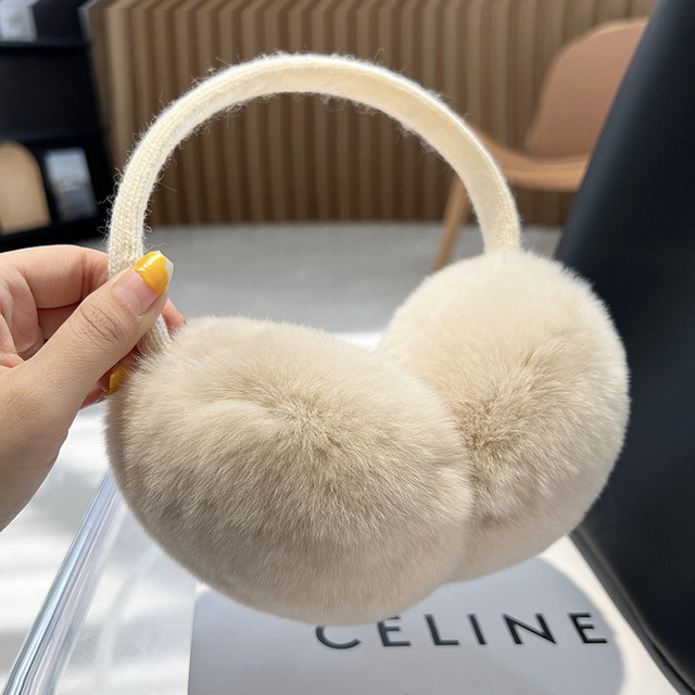 Women's Winter Plush Oversized Ear Muffs New Popular Cute Rabbit Fur Earmuffs for Girls Warm and Stylish