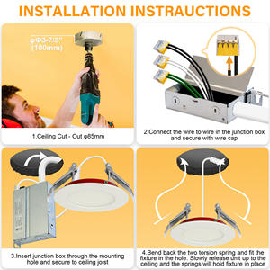 Round Slim High Brightness 9w 12w Dimmable 4Inch Fire Rated Recessed Ceiling <b>Lights</b> <b>with</b> Junction Box <b>Led</b> Panel <b>Light</b> - Product Image 5