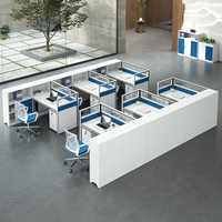 Poste de travail modulaire en cloison pour 4 à 6 personnes, mobilier de bureau moderne, avec armoire de rangement centrale pour centre d'appels
