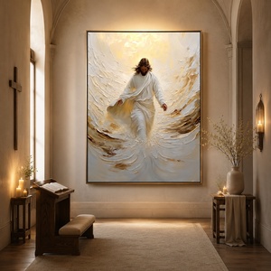 Peinture religieuse unique faite à la main <span class=keywords><strong>de</strong></span> Jésus, art chrétien spirituel moderne à texture épaisse, cadeau chrétien pour la décoration <span class=keywords><strong>de</strong></span> la maison et <span class=keywords><strong>de</strong></span> l'église - Product Image 1