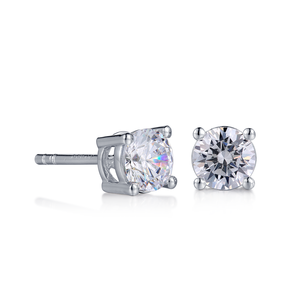 Pendientes Clásicos de Oro Sólido de 9K/14K/18K con Cuatro Garras y Diamante de Laboratorio Redondo Brillante para Joyería Minimalista - Product Image 5