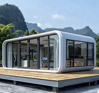 Maisons préfabriquées en conteneurs de type Apple Cabin |   Maison modulaire en structure acier à énergie solaire, résidence moderne écologique, complexe hôtelier