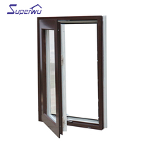 Ventana francesa diseño personalización marco de aluminio ventana abatible ventanas de manivela de aluminio con rejilla