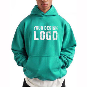 Ventes en gros OEM, sweats à capuche pour hommes en tissu lourd vintage, couleur unie, décontractés, épaules tombantes, sport, gym, sweats à capuche amples pour hommes - Product Image 3