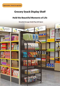 Estante de supermercado de un solo lado con ruedas Estantes de góndola metálicos Soporte de exhibición para tienda de negocios y exhibición - Product Image 3