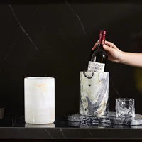 SAIDKOCC D12x18cm Refroidisseur De Vin En Marbre Naturel Pierre Keg De Luxe Bouteille De Vin Refroidisseur Refroidisseur Isolé Champagne Bière Seau À Glace