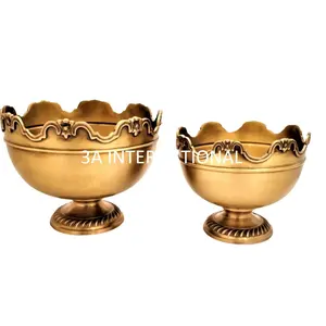 Conjunto de Acabamento Dourado de 2 Novo Design Food Grade Personalizado Forma Arredondada Bowl Fruit Salad Sobremesa Servir Tigela Venda Quente