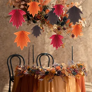 9PCS Leaf Folding Fan Wall Decor Decorative Fan Fans Party Decoration Sets For Autumn Thanksgiving Day
